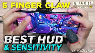 How to 5 Finger Claw in COD Mobile with HANDCAM HUD  SETTINGS Updated Sensitivity [upl. by Babbette377]