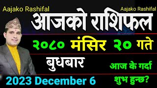 Aajako Rashifal Mangsir 20  December 6 2023  Today Horoscope aries to pisces Aajako Rashifal [upl. by Thurlough]