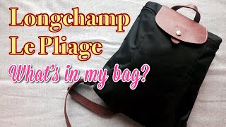 LONGCHAMP LE PLIAGE BACKPACK REVIEW  What’s in my bag  Best travel bag [upl. by Geralda]