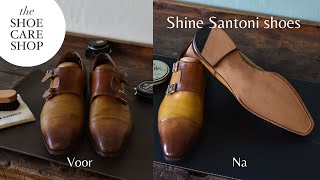 How to shine Santoni shoes  Saphir Médaille dOr shoe care guide [upl. by Notsirhc863]