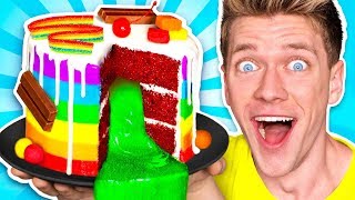 Mystery Wheel of Food Challenge SLIME CAKE Learn How To Make DIY Sour Switch Up Oobleck Food [upl. by Serdna809]