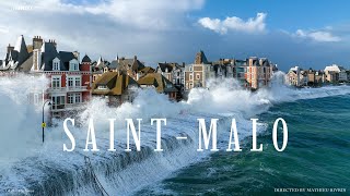 Tempête et Grandes marées à SaintMalo  Drone 4K [upl. by Anala945]