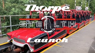 Stealth Rollercoaster Launch  Thorpe Park  July 2024 [upl. by Ri315]