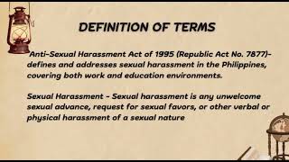 REPUBLIC ACT No 7877  ANTI SEXUAL HARASSMENT LAW [upl. by Ldnek250]