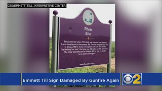 Emmett Till Historic Sign Damaged With Bullet Hole — Again [upl. by Speroni]