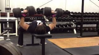 Gillian Mounsey DB bench press 90x8 [upl. by Helli692]