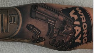 TATTOO TIMELAPSE  REALISTIC GUN [upl. by Ayomat]