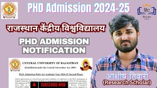 PHD Admission 202425ll Central University Of Rajsthan PhD Admission ll Ashish tiwari [upl. by Seften]