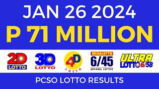 Lotto Result January 26 2024 9pm PCSO [upl. by Xila844]