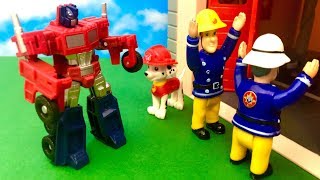 Strażak Sam i Psi Patrol ♦ Transformers atakuje ♦ Bajka dla dzieci PO POLSKU [upl. by Cloe]