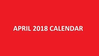 April 2018 Calendar Printable With Holidays [upl. by Aikehs]