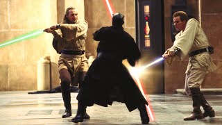 QuiGon Jinn amp ObiWan Kenobi vs Darth Maul 4K HDR  Star Wars The Phantom Menace [upl. by James]