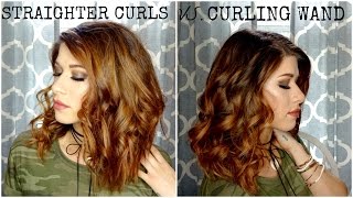 CURLING WAND VS STRAIGHTENER CURLS [upl. by Atekin202]