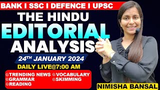 The Hindu Editorial Analysis 24th JANUARY 2024 Vocab Grammar Reading Skimming  Nimisha Bansal [upl. by Teyugn927]