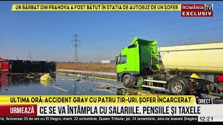 Accident grav cu trei TIRuri pe Autostrada A0 între Berceni şi Bragadiru [upl. by Nordgren]