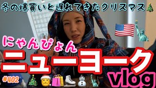 遅れてきたニューヨークのクリスマス爆買いスケートVLOGでにゃんぴょんボスとニューヨークチャリぶっ飛ばしエキサイティング動画 [upl. by Trab]