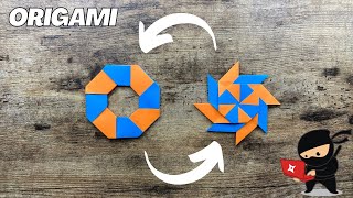 ORIGAMI TRANSFORMING NINJA STAR SHURIKEN PAPER WEAPON TUTORIAL ORIGAMI WORLD PAPER NINJA WEAPON ART [upl. by Botsford]