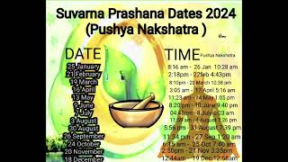 2024 Calander and pushya nakshatra dates of suvarna prashana [upl. by Nonnahsed978]