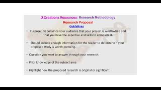 Guidelines Research Proposal Ep 8 Research Methodology knowledge method D Creations Resources [upl. by Woodford]