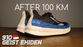 Review Jujur 910 Geist Ekiden after 100KM Sepatu Lokal Ready For Full Marathon [upl. by Eitten104]