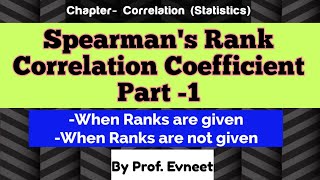 Spearmans Rank Correlation Coefficient  Rank Correlation Coefficient Rank Correlation in hindi [upl. by Nelleeus]