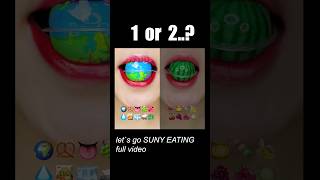 SunnyEATING asmr 1 or 2 Earth jelly or watermelon jelly emoji food eating sounds [upl. by Leinad198]