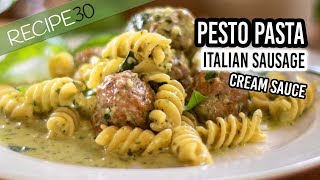 Easy Pesto pasta sausage meat balls in cream sauce [upl. by Werda92]