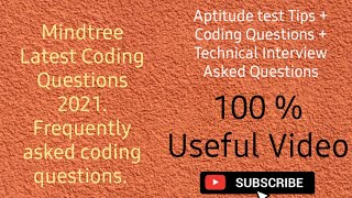 Mindtree Previous Year Asked Coding Questions  Frequently Asked Coding Questions in Mindtree Drive [upl. by Akirehs]