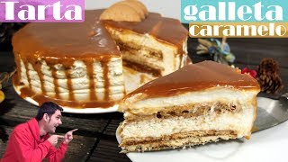 TARTA DE QUESO con caramelo y galletas Muy FÁCIL de preparar SIN HORNO [upl. by Jorey513]