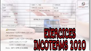 Exercices calcul incoterms 2020 et choix transport aérien ou maritimeNotions logistique du terrain [upl. by Johan]