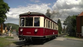 Züge zum Bahnhofsfest Wernigerode  Gasttriebwagen und Rollbockzug [upl. by Elonore]