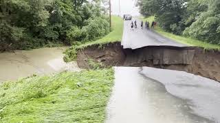 Pinewoods Rd washout July 9th 2023 Mechanicville  Melrose Schaghticoke NY upstate New York 12121 [upl. by Akimal]