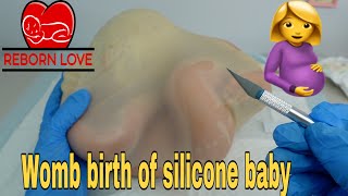 Birth of Silicone baby in the womb  Reborn Love [upl. by Yziar]