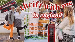 come thrift with me in ENGLAND 🇬🇧 MASSIVE vintage amp charity shops haul [upl. by Yelekalb]