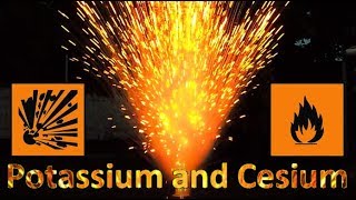 Potassium and Cesium explosion Kálium és cézium reakciója vízzel [upl. by Odrude956]