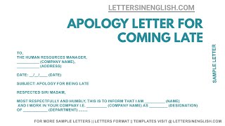 Apology Letter for Late Coming to Work  How To Write Apology Letter [upl. by Aronle]