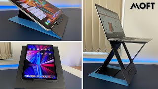 MOFT Z 5in1 SitStand Desk For M1 iPad Pro iPad Air 4 amp Laptops  Full Review [upl. by Nnylram]