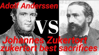 Johannes Zukertort vs Adolf Anderson zukertort all famous chess gamessacrifices of chess history [upl. by Enisamoht]