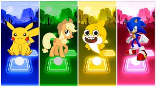 PIKACHU EXE 🆚 LITTLE PONY EXE 🆚 BABY SHARK 🆚 SONIC BLUYE EXE FAMILY TILES HOP EDM RUSH [upl. by Alistair573]