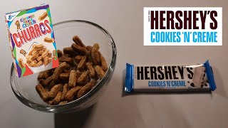 CINNAMON TOAST CRUNCH CHURROS amp HERSHEYS COOKIES N CREME ASMR MUKBANG [upl. by Lienhard58]