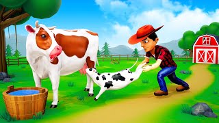 Cow Calf and Mother Cows Love Butterflys Heartfelt Role  Natures Love Story  Cow Cartoon Video [upl. by Maurili]