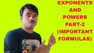 EXPONENTS AND POWERSPART2 IMPORTANT FORMULAS icse CBSECLASS 678 [upl. by Arretahs]