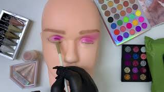 ASMR make up on silicone purple mix pink No Talking [upl. by Oirevas]