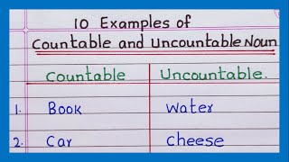 Examples of Countable and Uncountable noun  5 Examples  10 Examples of countable and uncountable [upl. by Jerman]