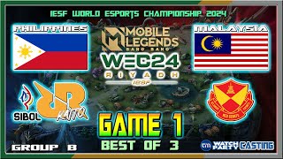 PHILIPPINES vs MALAYSIA Game 1  SIBOL RRQ KAITO vs SRG  IESF World Esports Championship 2024 Group [upl. by Corso]