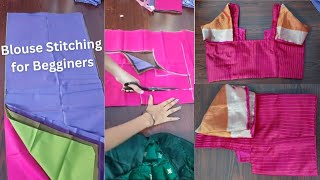 Simple Blouse Cutting amp Stitching Tutorial  Easy Method for Beginners [upl. by Nnazil]