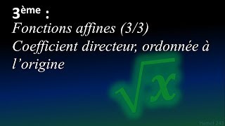 Fonctions affines  Déterminer graphiquement le coefficient directeur et lordonnée à lorigine [upl. by Acinorej399]