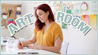 Art Studio Room Tour  DIY Wall Decor Ideas [upl. by Anaidiriv512]