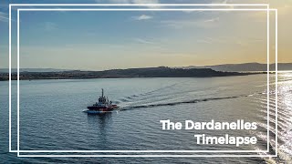 Sailing through the Dardanelles Strait Çanakkale Boğazı aboard a Cruise Ship  4k Timelapse [upl. by Aiken]