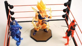 WWE RAW SUPERSTAR TOY BATTLE DEADPOOL VS APOCALYPSE amp Special Referee GOKU DBZ [upl. by Rebmat918]